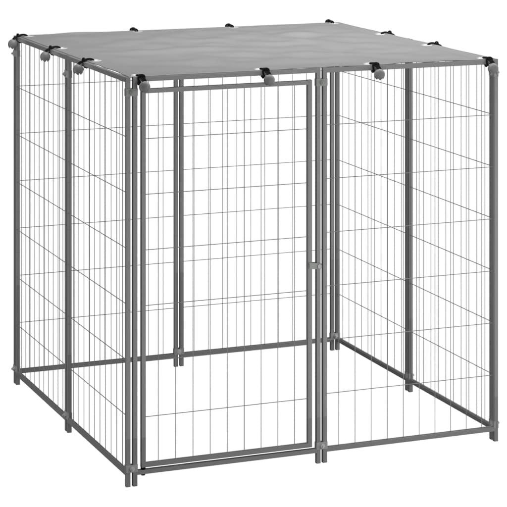 Dog Kennel Silver 110x110x110 cm Steel 150785