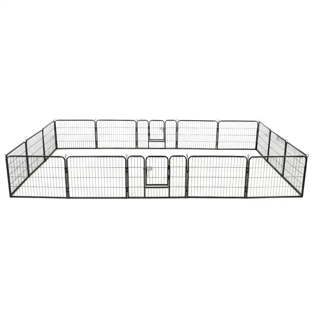 Dog Playpen 16 Panels Steel 60x80 cm Black 275492