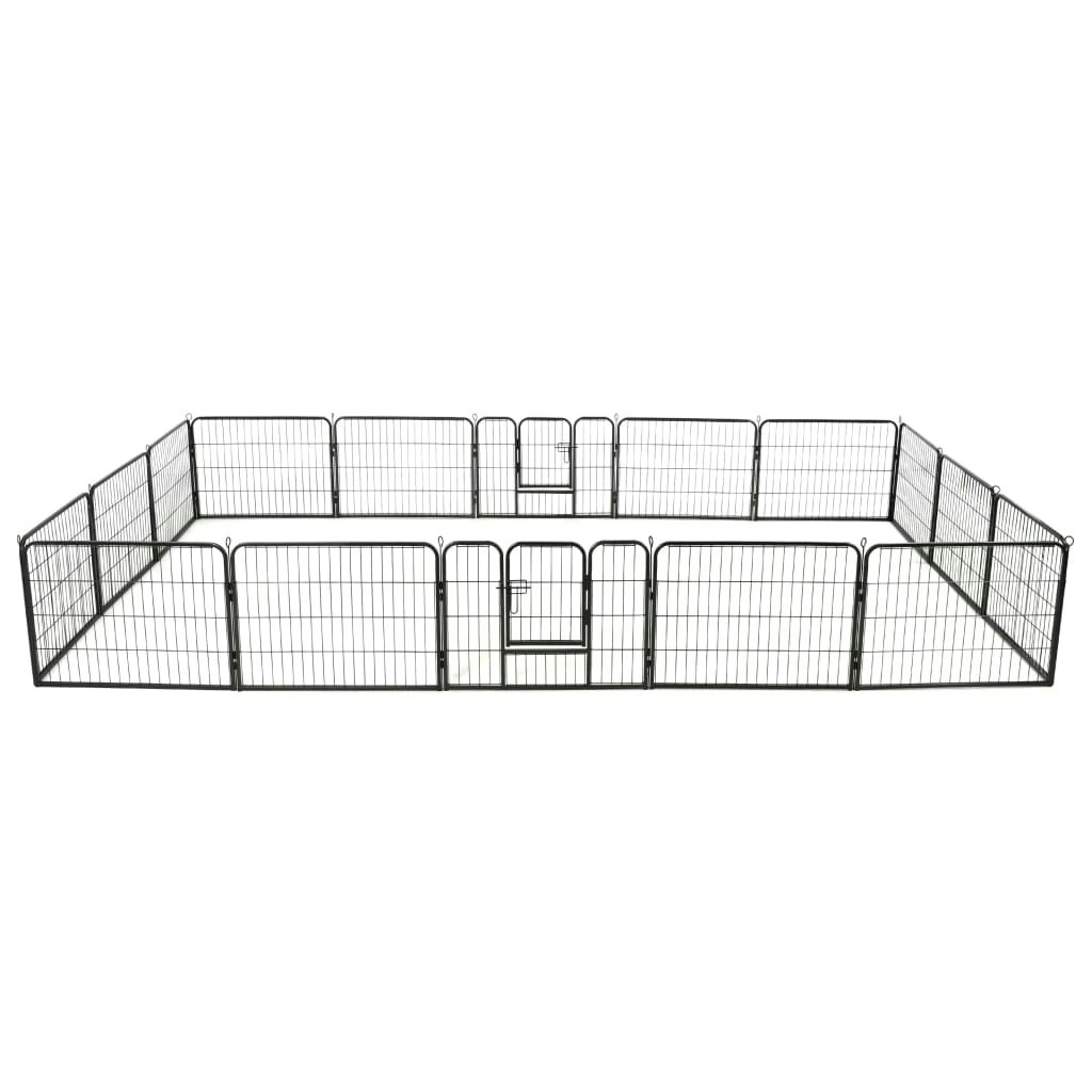 Dog Playpen 16 Panels Steel 60x80 cm Black 275492