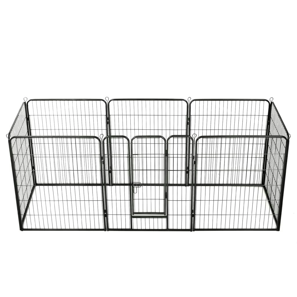 Dog Playpen 8 Panels Steel 80x100 cm Black 170574