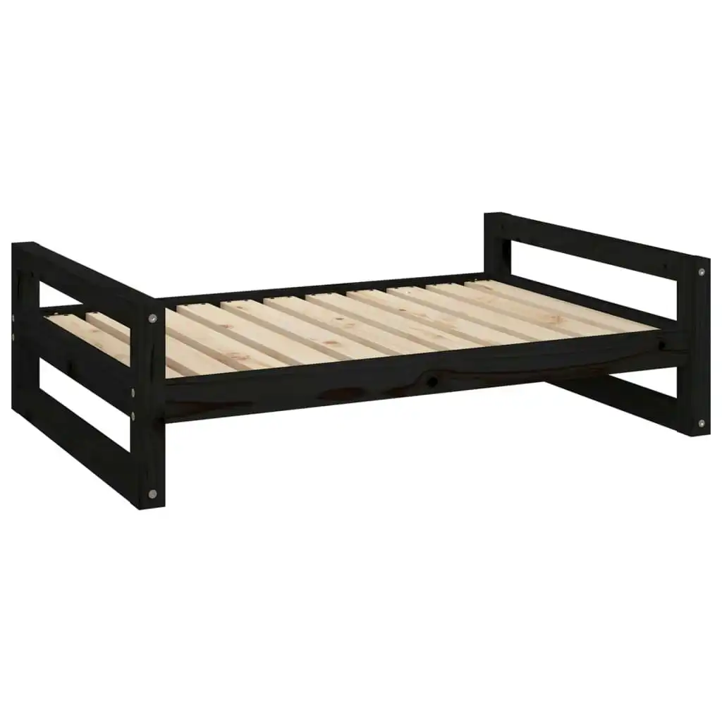 Dog Bed Black 95.5x65.5x28 cm Solid Pine Wood 821486