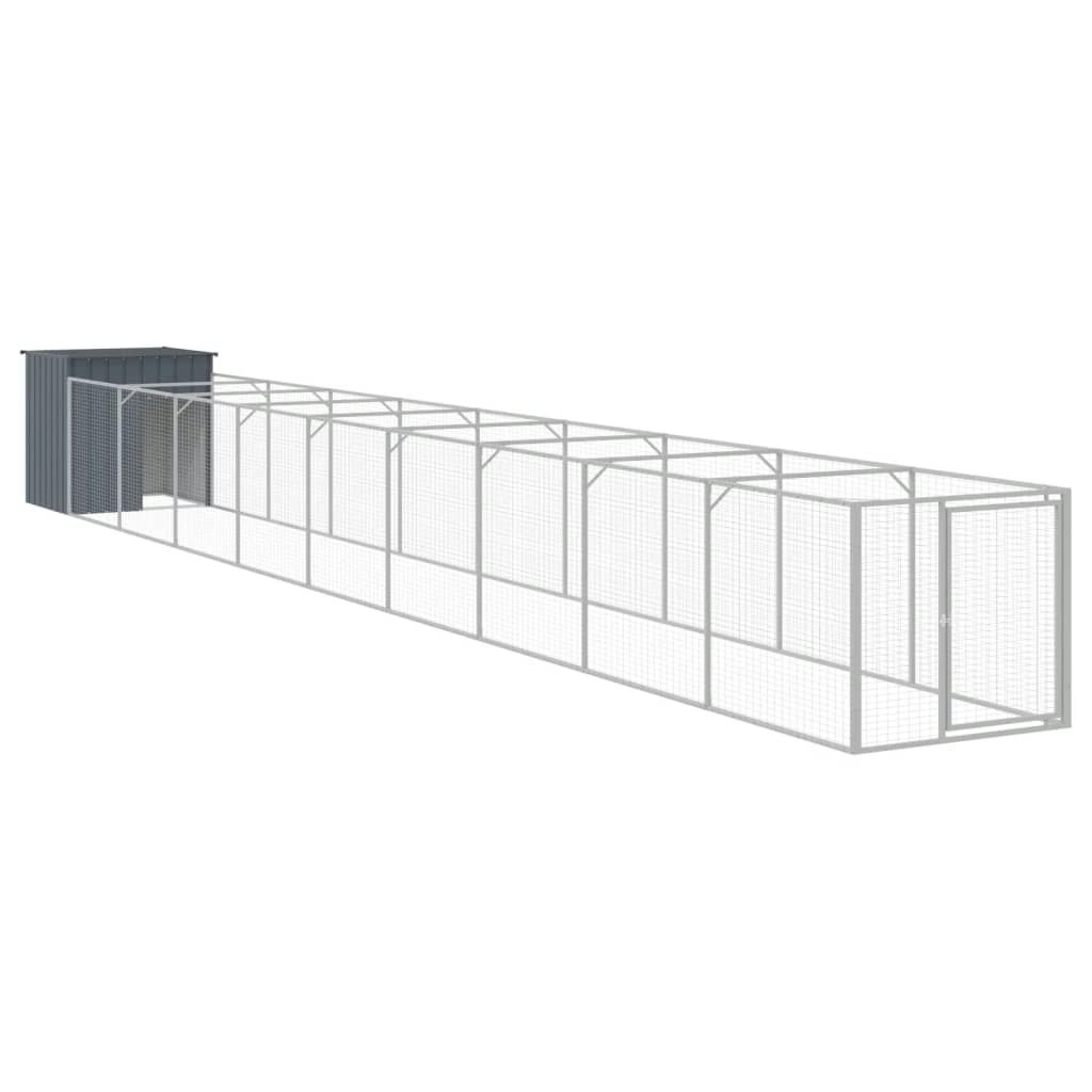 Dog House with Run Anthracite 110x1017x110 cm Galvanised Steel 3189082