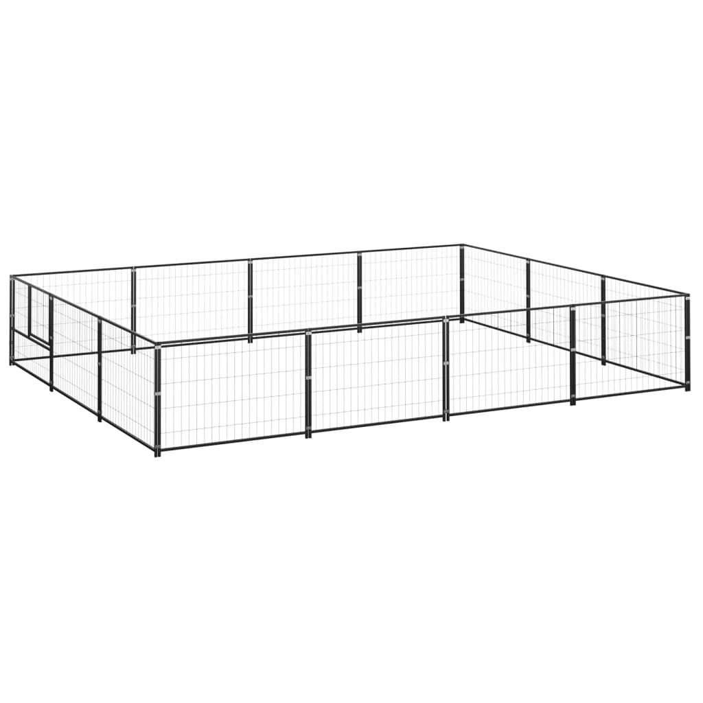 Dog Kennel Black 12 mÂ² Steel 3082128