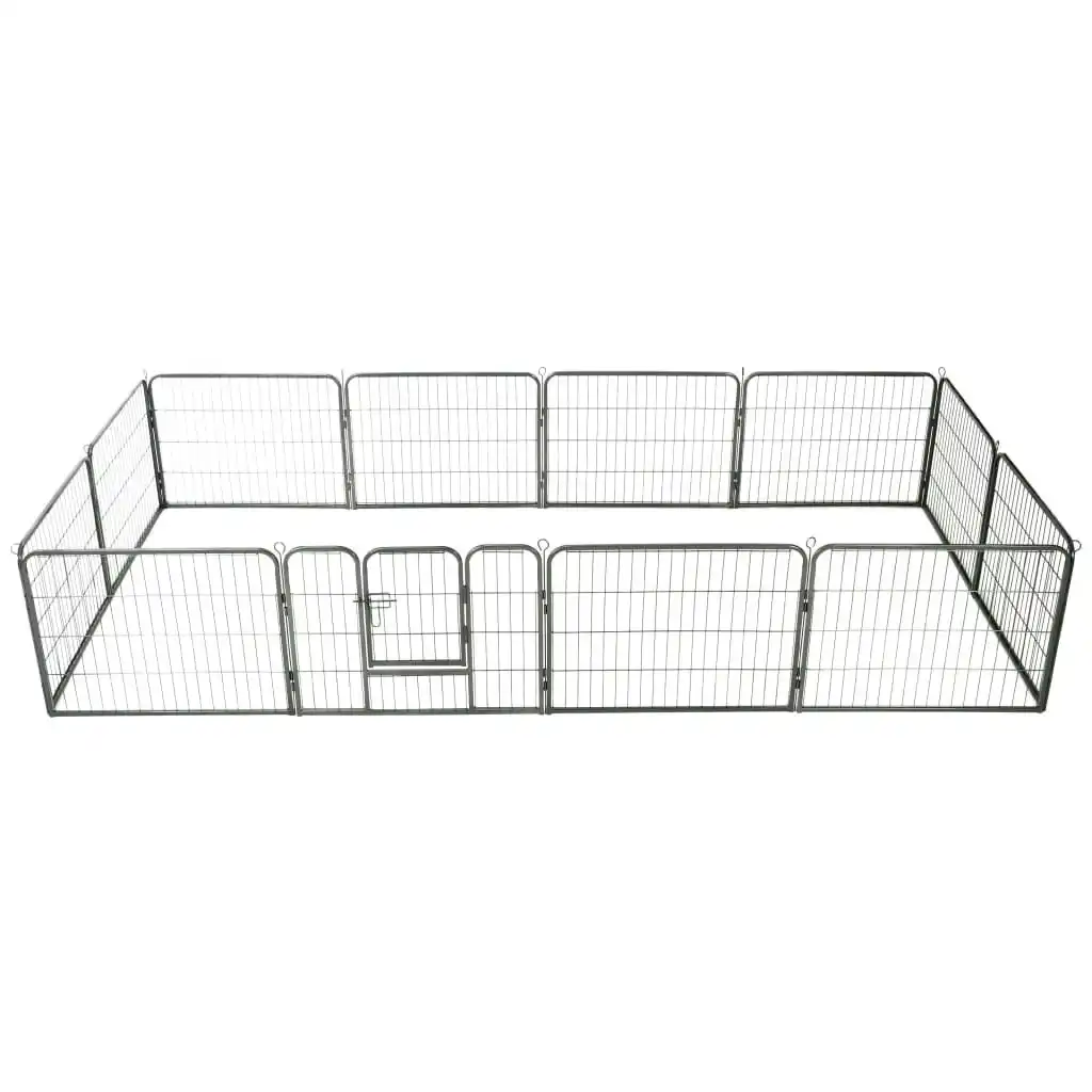 Dog Playpen 12 Panels Steel 80x60 cm Black 170573