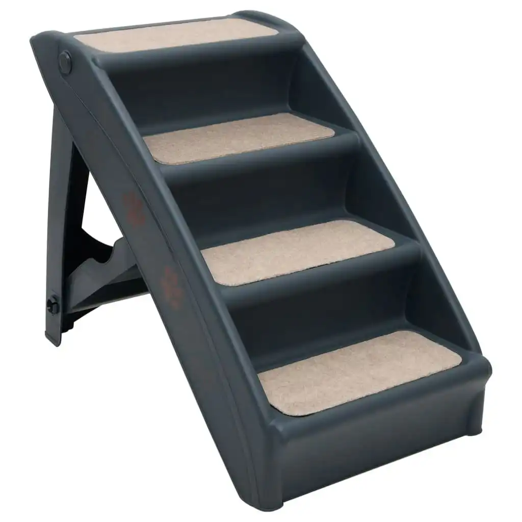 Folding 4-Step Dog Stairs Dark Grey 171172