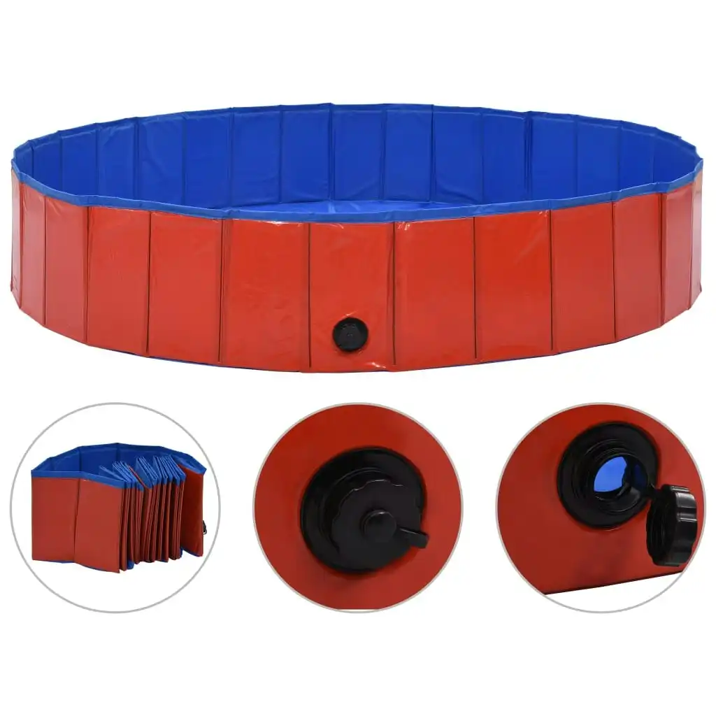 Foldable Dog Swimming Pool Red 160x30 cm PVC 170824