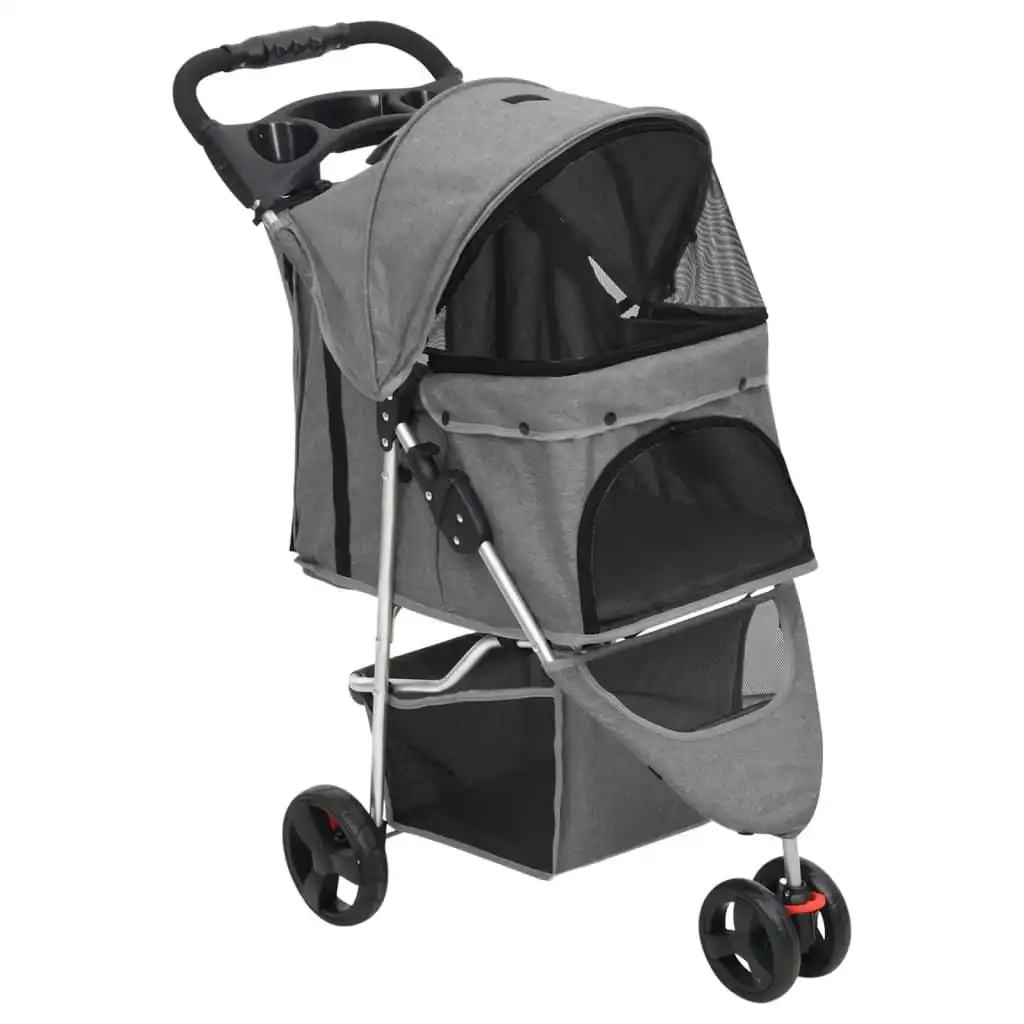 Folding Dog Stroller Grey 80x46x98 cm Oxford Fabric 172197