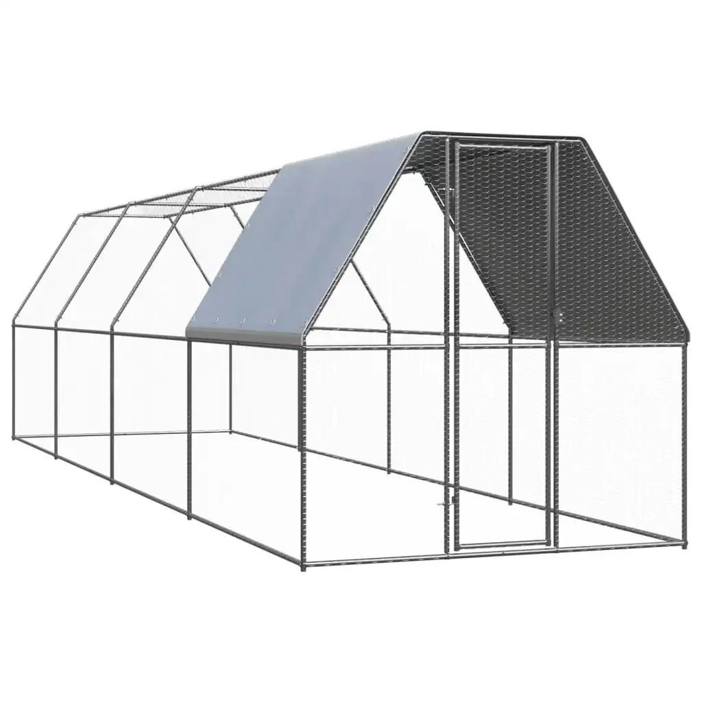 Outdoor Chicken Cage 2x8x2 m Galvanised Steel 3089321