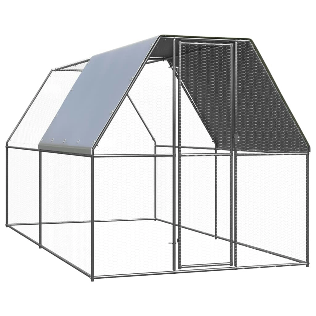 Outdoor Chicken Cage 2x4x2 m Galvanised Steel 3089319