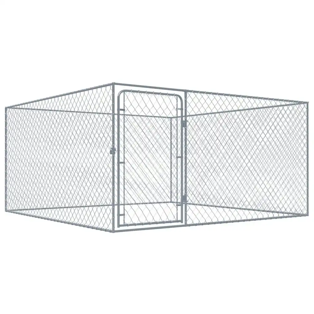 Outdoor Dog Kennel Galvanised Steel 2x2x1 m 170819