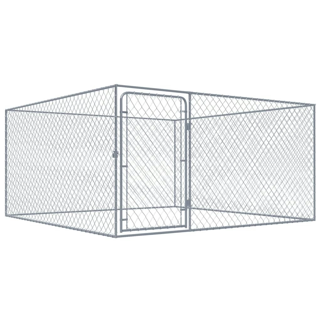 Outdoor Dog Kennel Galvanised Steel 2x2x1 m 170819