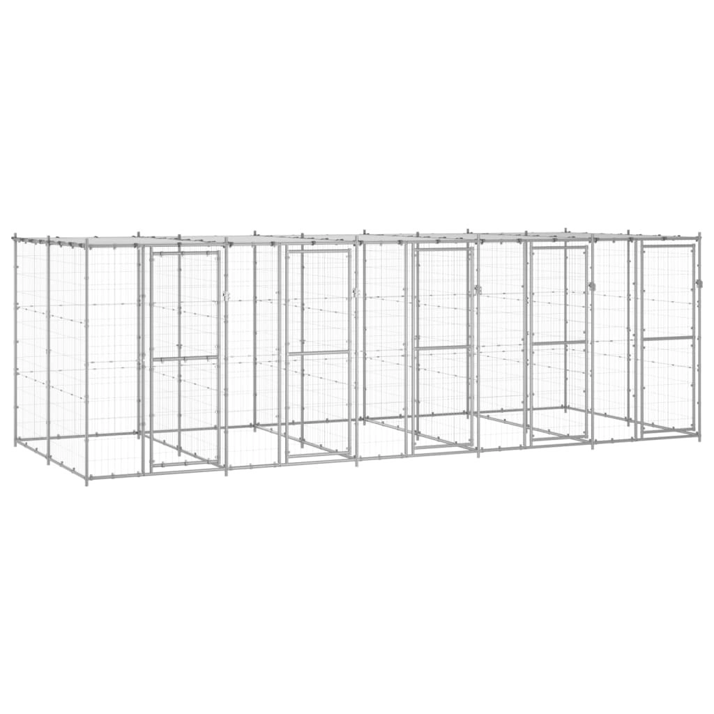 Outdoor Dog Kennel Galvanised Steel with Roof 12.1 mÂ² 3082274