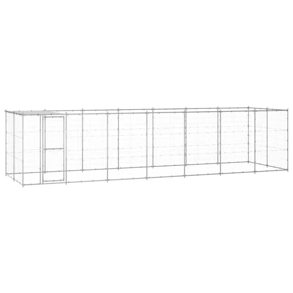 Outdoor Dog Kennel Galvanised Steel with Roof 16.94 mÂ² 3082305