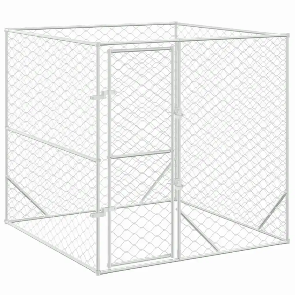 Outdoor Dog Kennel Silver 2x2x2 m Galvanised Steel 153674