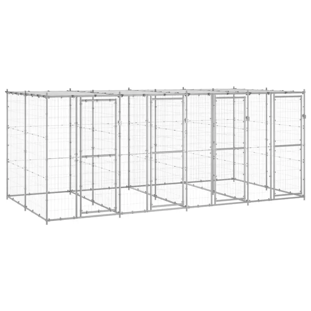 Outdoor Dog Kennel Galvanised Steel with Roof 9.68 mÂ² 3082273