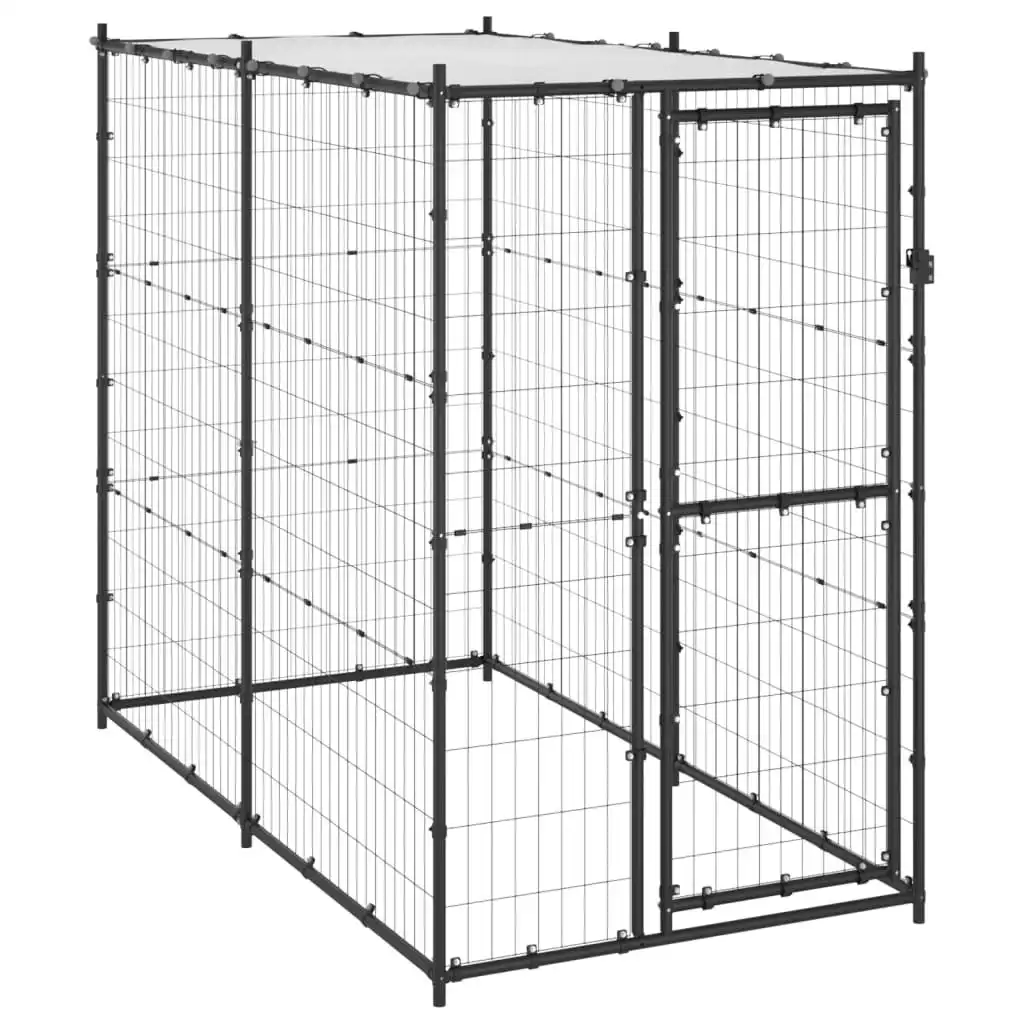 Outdoor Dog Kennel Steel with Roof 110x220x180 cm 150795