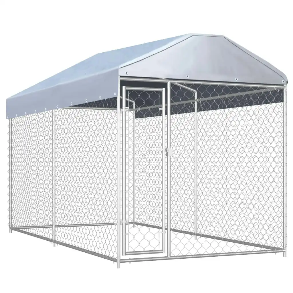 Outdoor Dog Kennel with Canopy Top 382x192x225 cm 145024