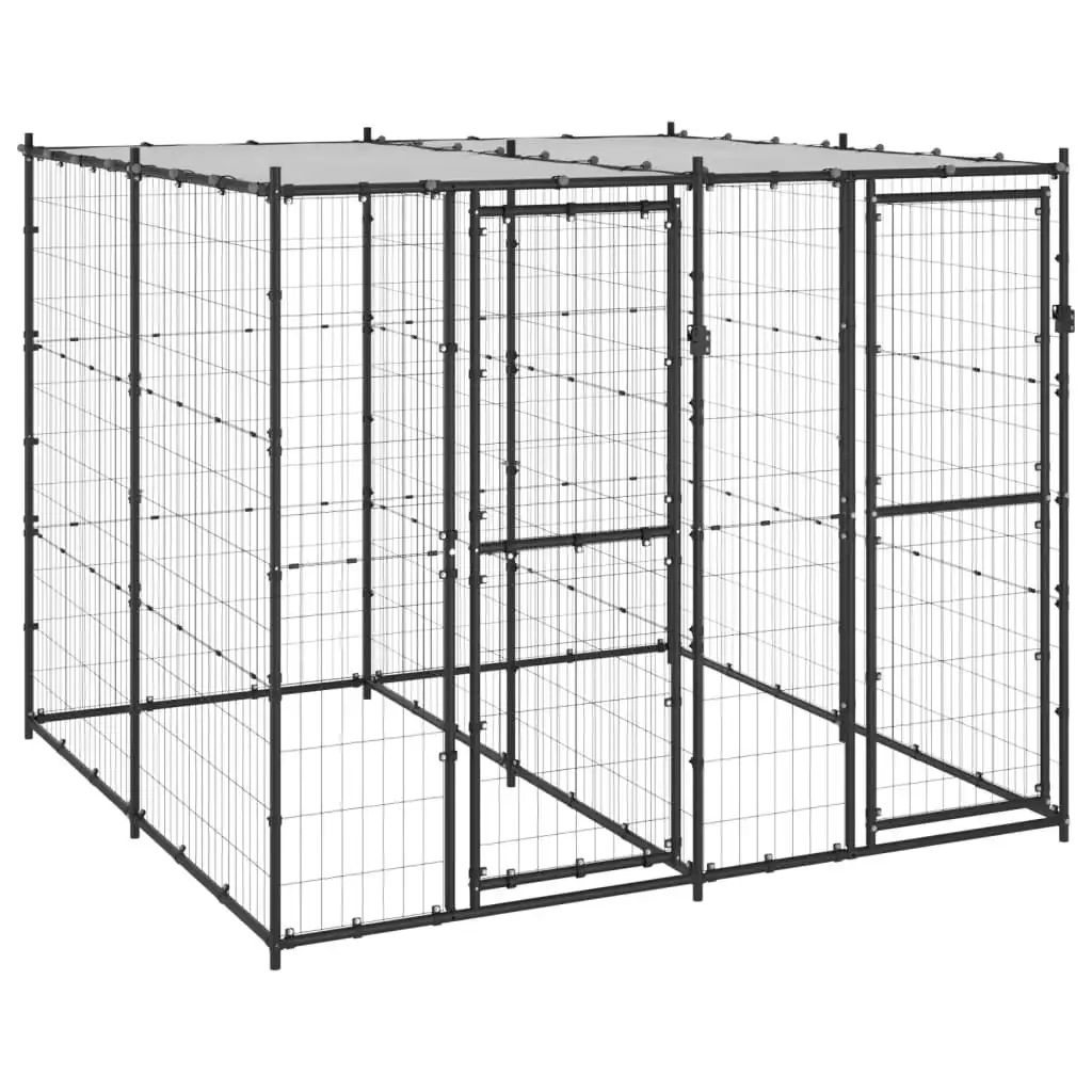 Outdoor Dog Kennel Steel with Roof 4.84 mÂ² 3082249