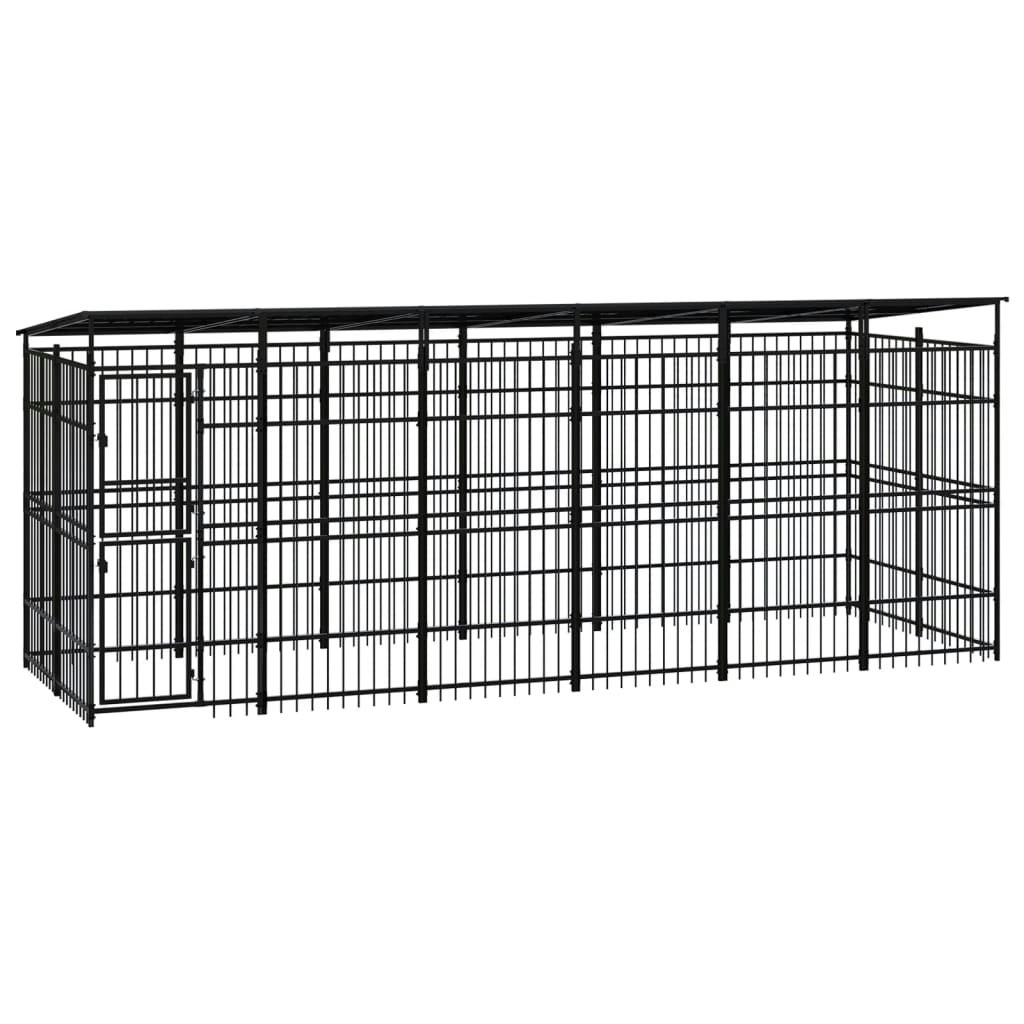 Outdoor Dog Kennel with Roof Steel 11.06 mÂ² 3097969