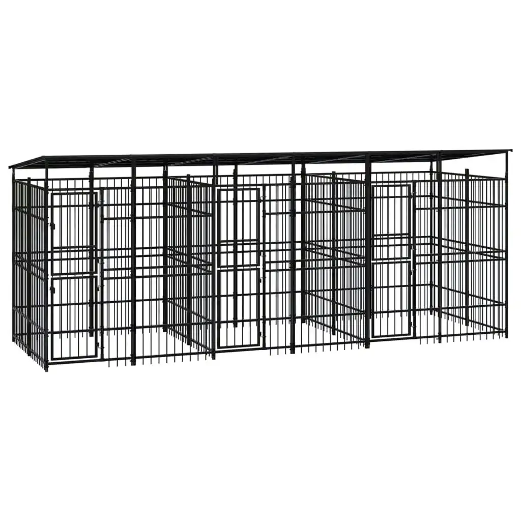 Outdoor Dog Kennel with Roof Steel 11.06 mÂ² 3098015