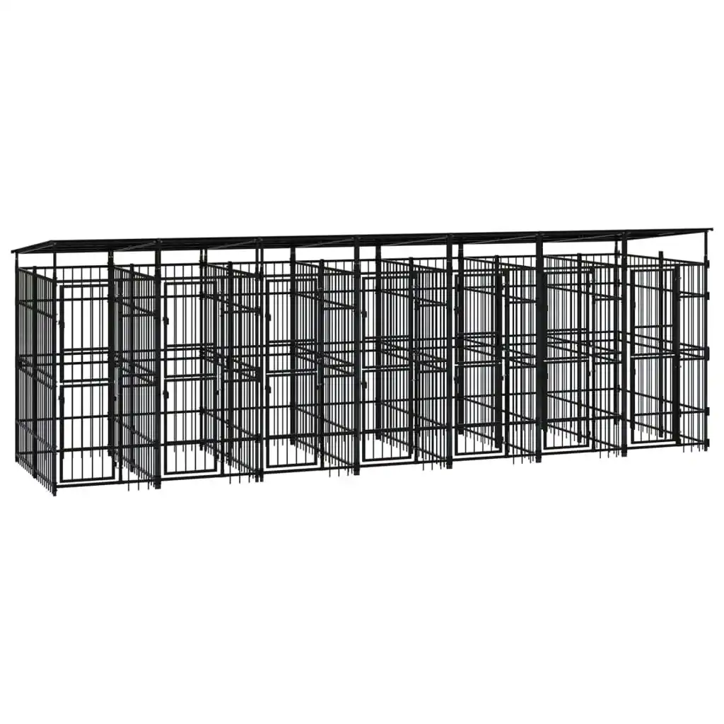 Outdoor Dog Kennel with Roof Steel 12.9 mÂ² 3097952