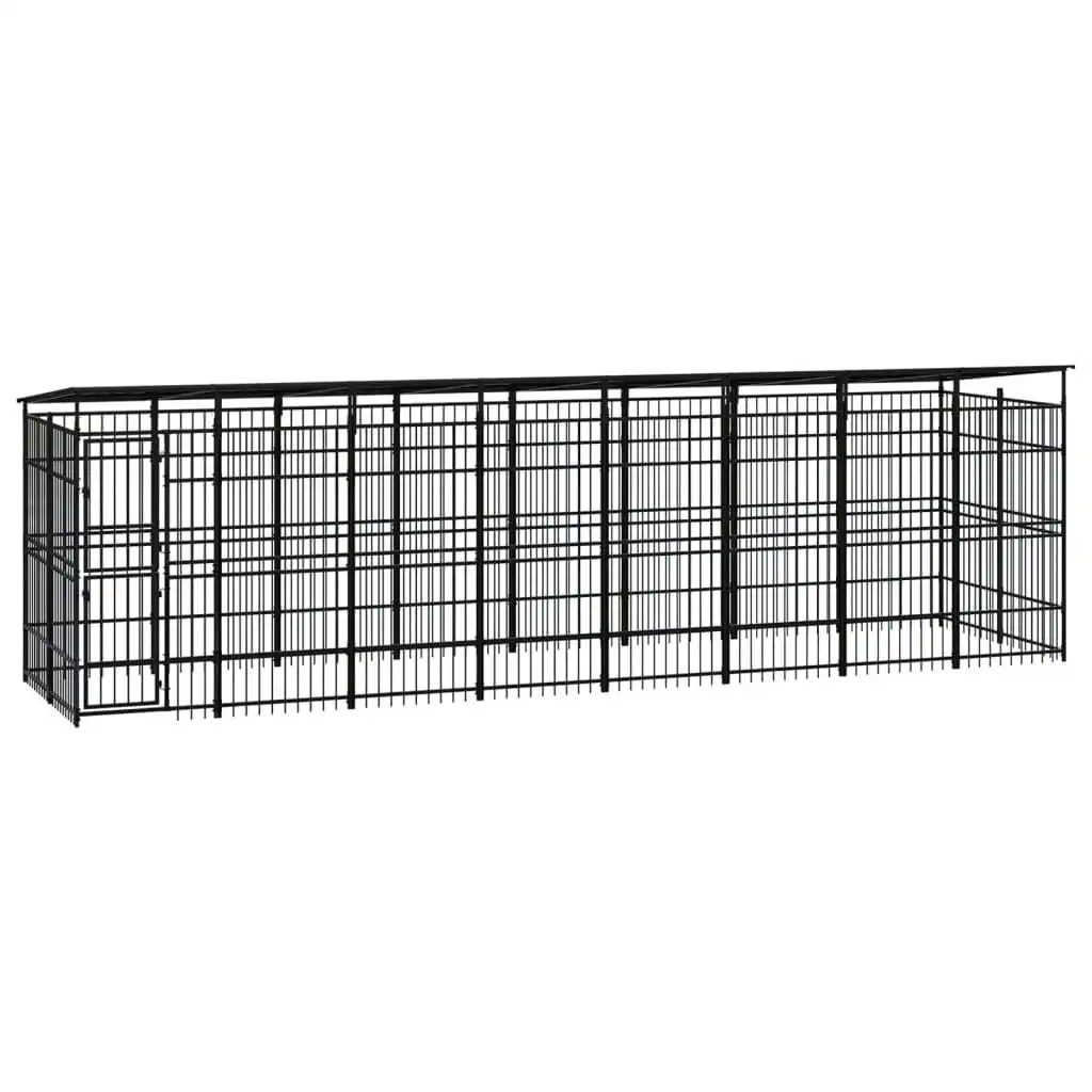 Outdoor Dog Kennel with Roof Steel 14.75 mÂ² 3097971