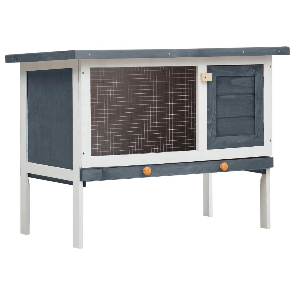 Outdoor Rabbit Hutch 1 Layer Grey Wood 170828