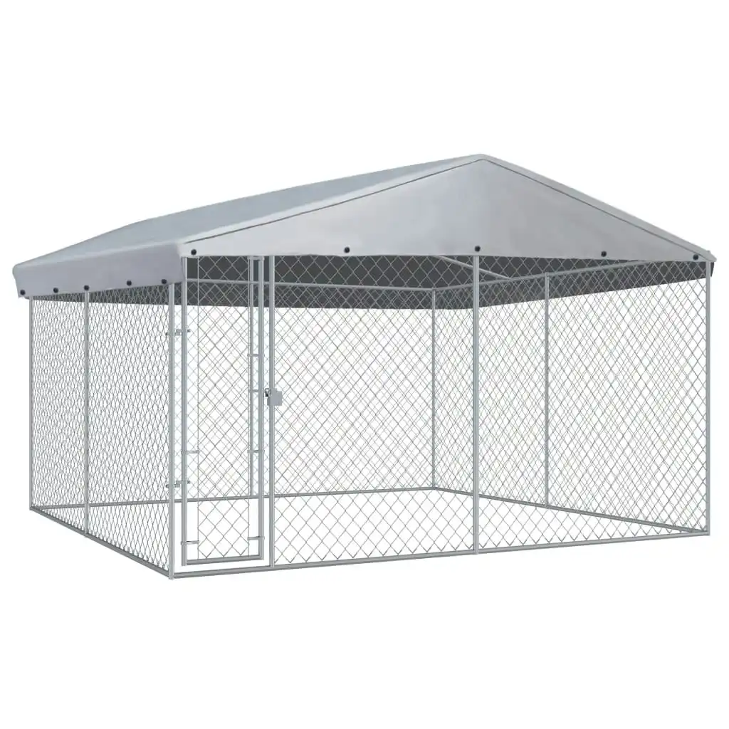 Outdoor Dog Kennel with Roof 382x382x225 cm 145029