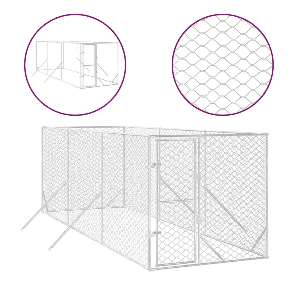 Outdoor Dog Kennel Silver 2x6x2 m Galvanised Steel 3190452