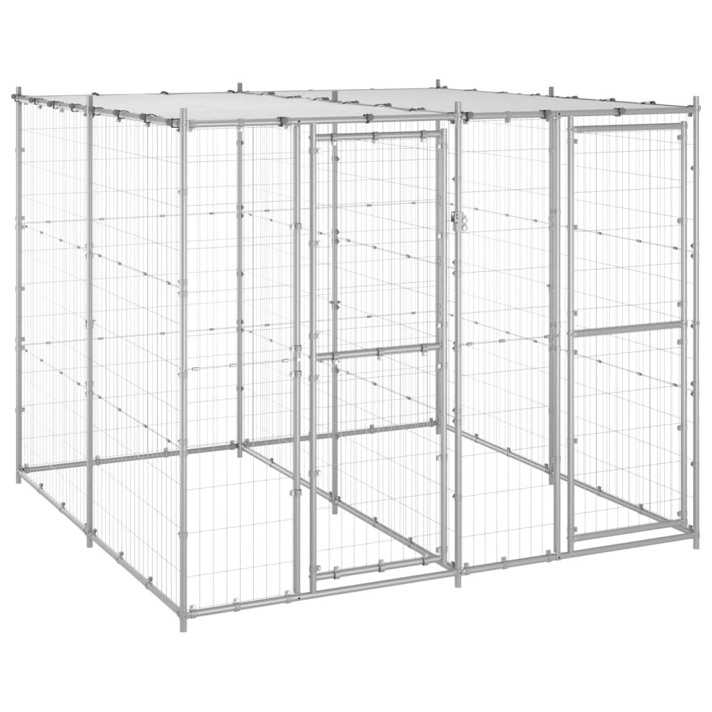 Outdoor Dog Kennel Galvanised Steel with Roof 4.84 mÂ² 3082271