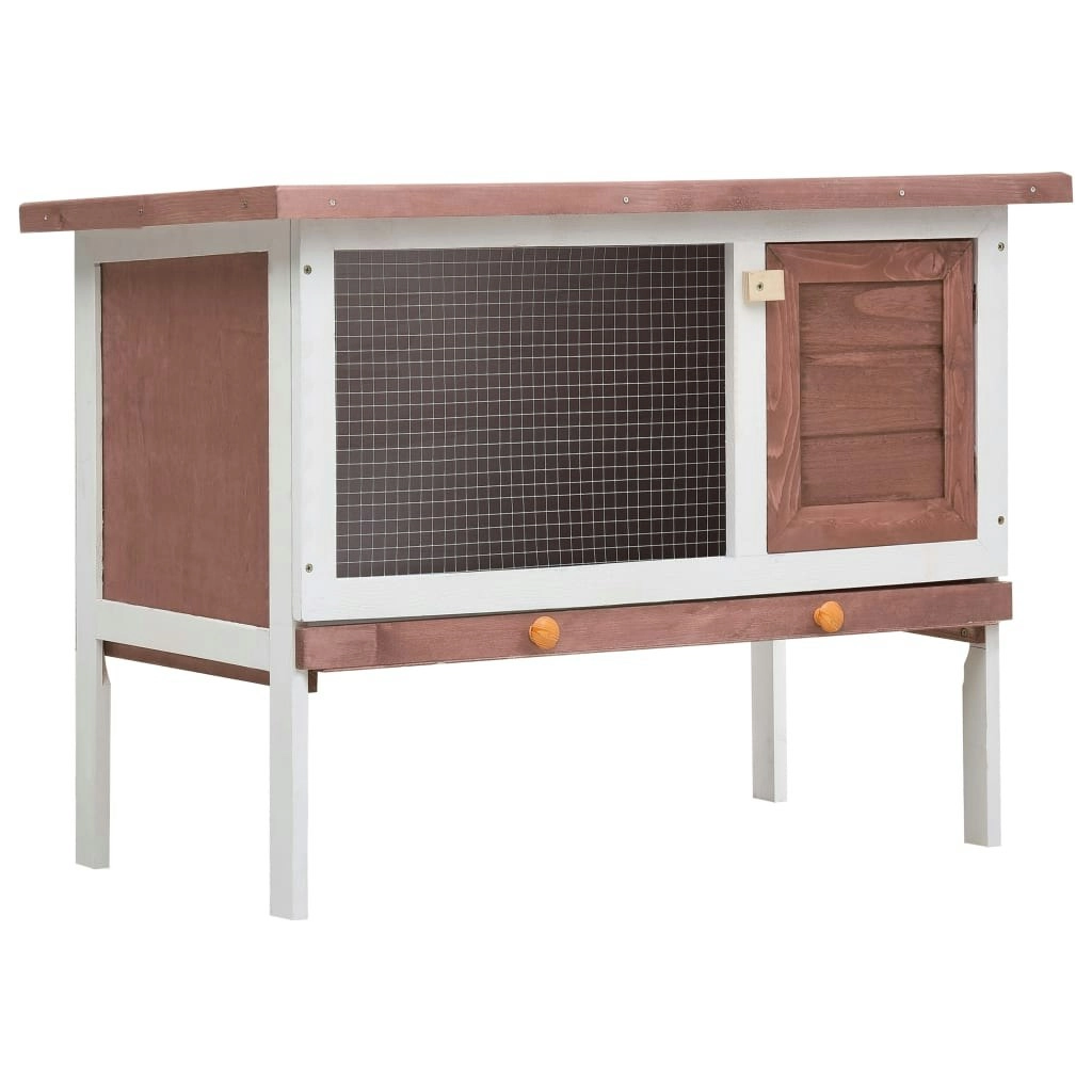 Outdoor Rabbit Hutch 1 Layer Brown Wood 170829