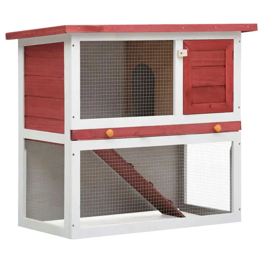 Outdoor Rabbit Hutch 1 Door Red Wood 170833