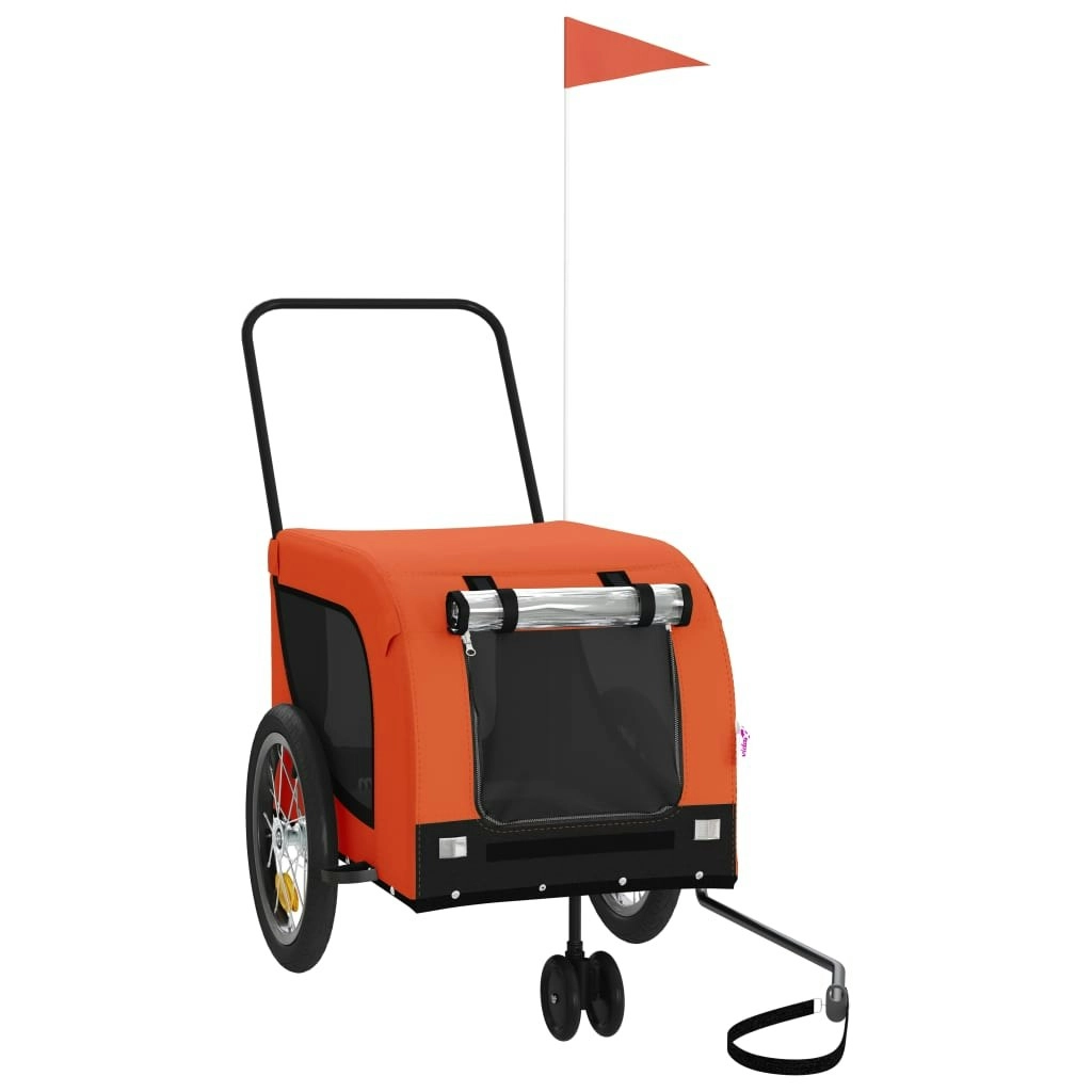 Pet Bike Trailer Orange and Black Oxford Fabric and Iron 94019