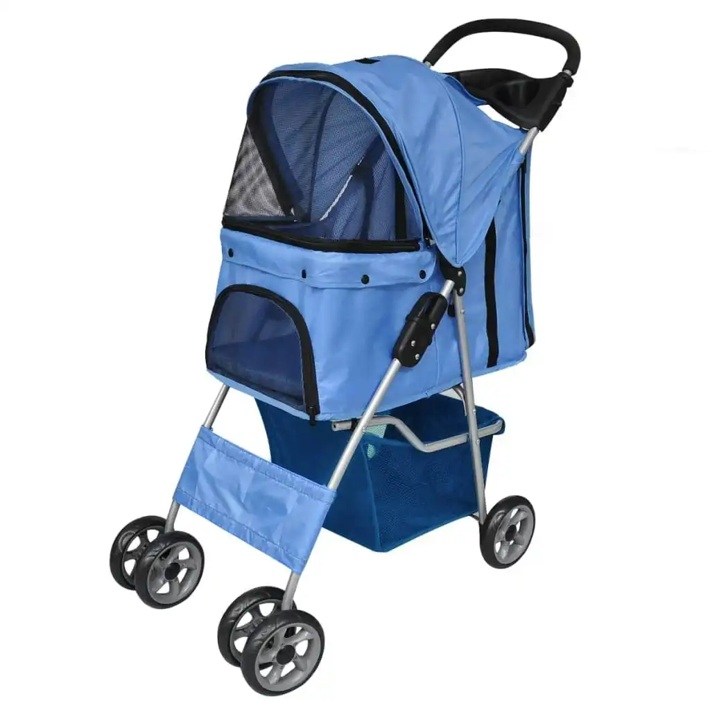 Pet Stroller Travel Carrier Blue Folding 170056