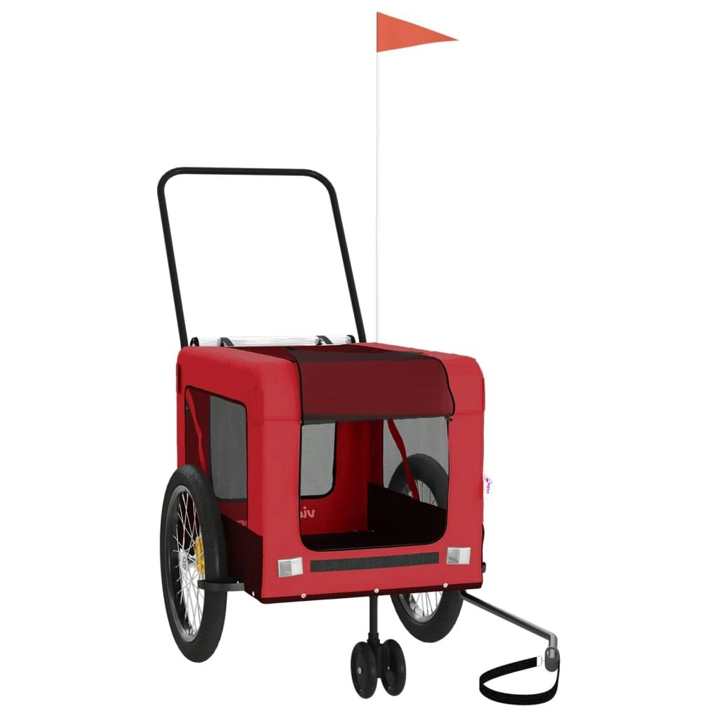 Pet Bike Trailer Red and Black Oxford Fabric and Iron 93943