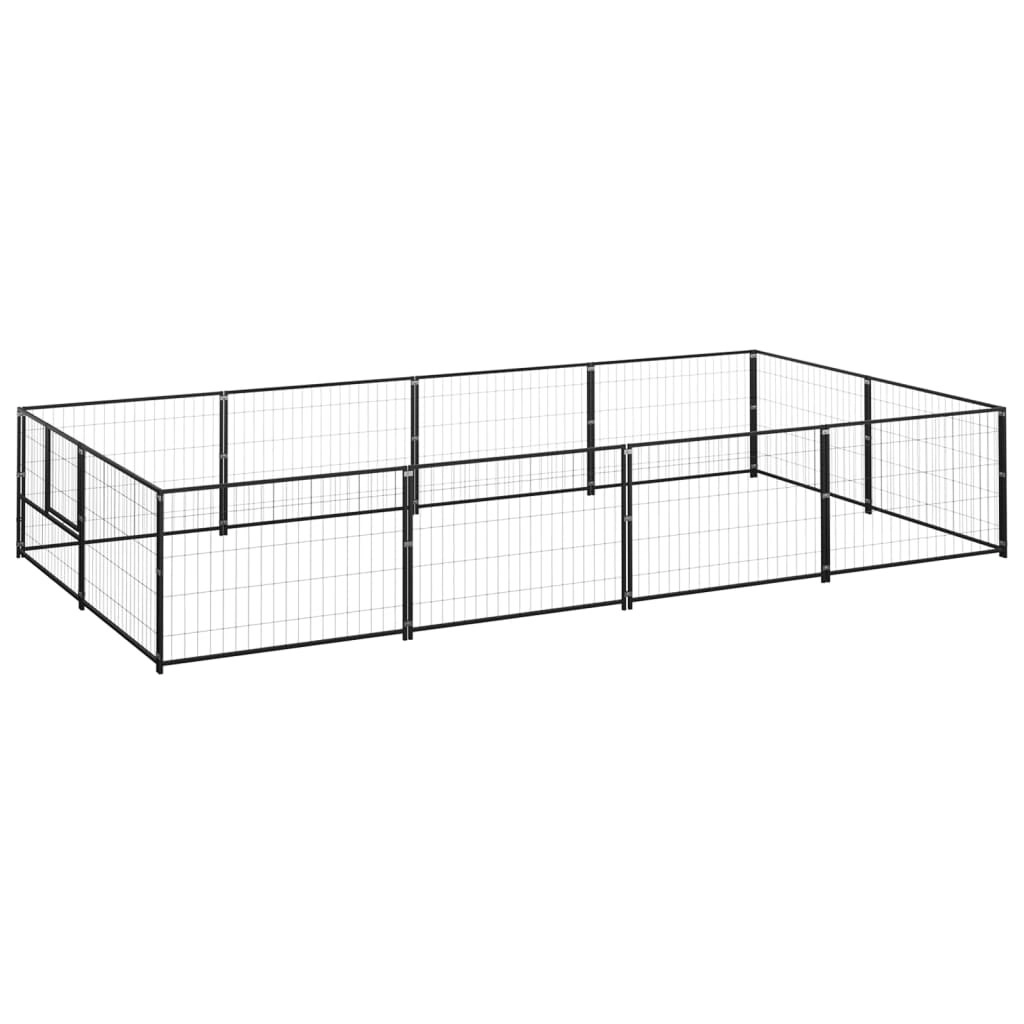 Dog Kennel Black 8 mÂ² Steel 3082111