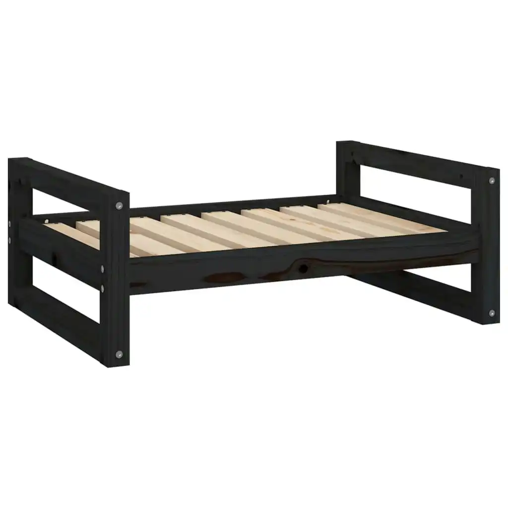 Dog Bed Black 75.5x55.5x28 cm Solid Pine Wood 821481