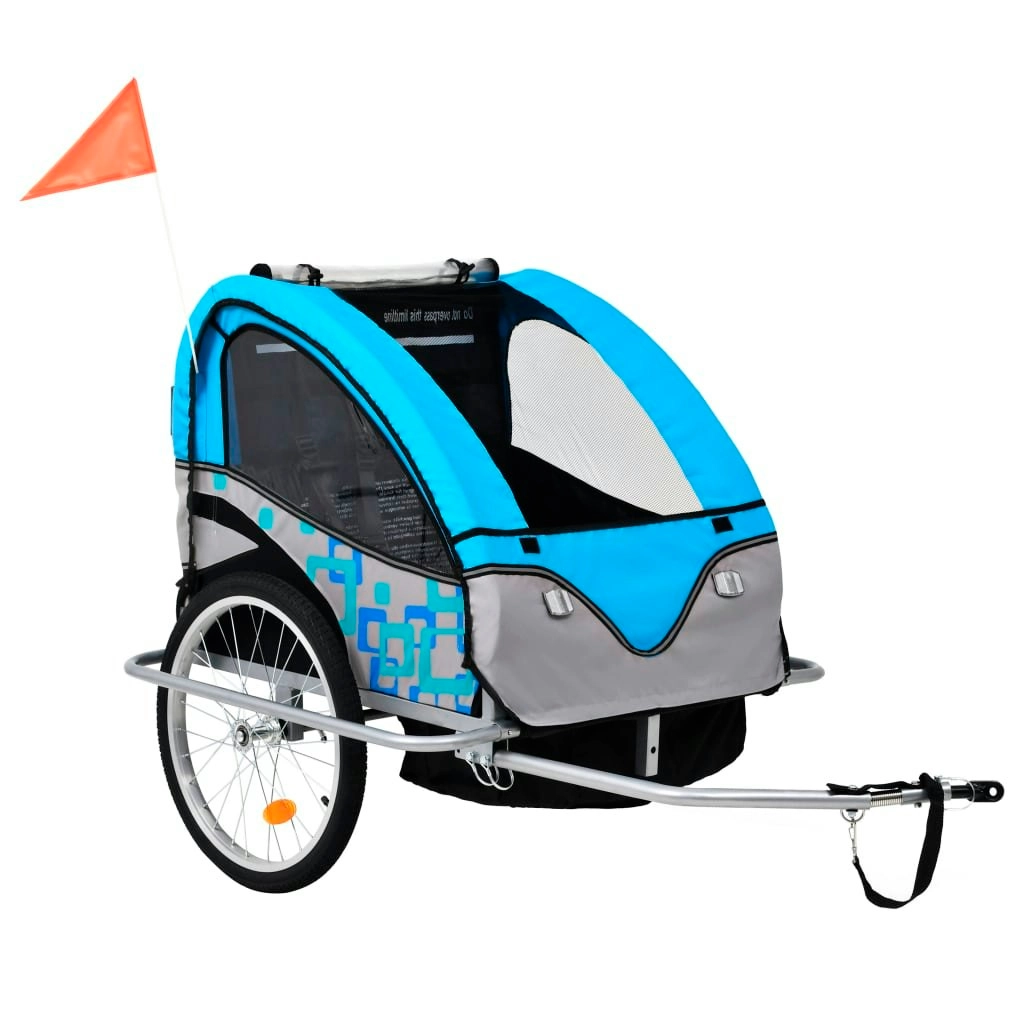 2-in-1 Bike Trailer & Stroller Blue and Grey 91377