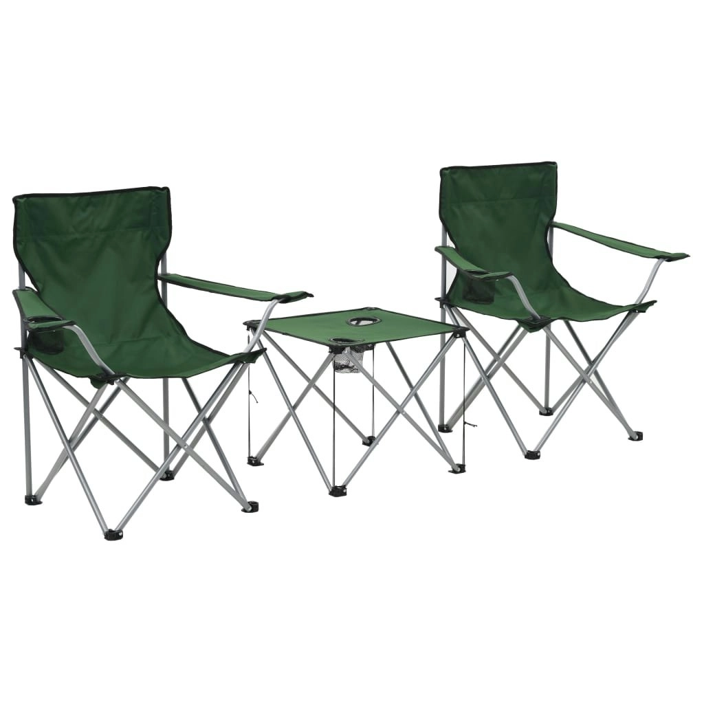 Camping Table and Chair Set 3 Pieces Green 44385