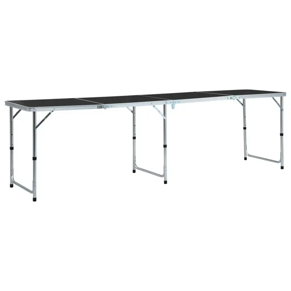 Foldable Camping Table Grey Aluminium 240x60 cm 48177