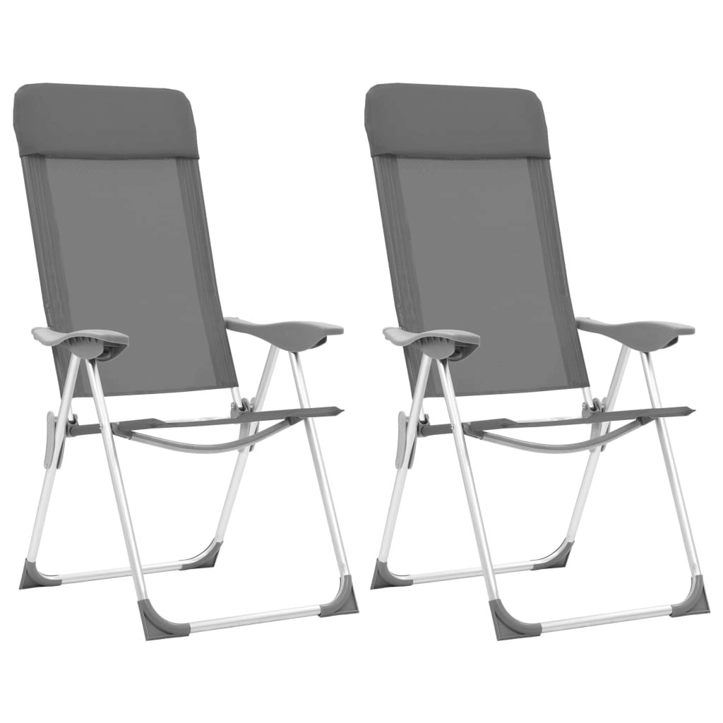 Folding Camping Chairs 2 pcs Grey Aluminium 44304