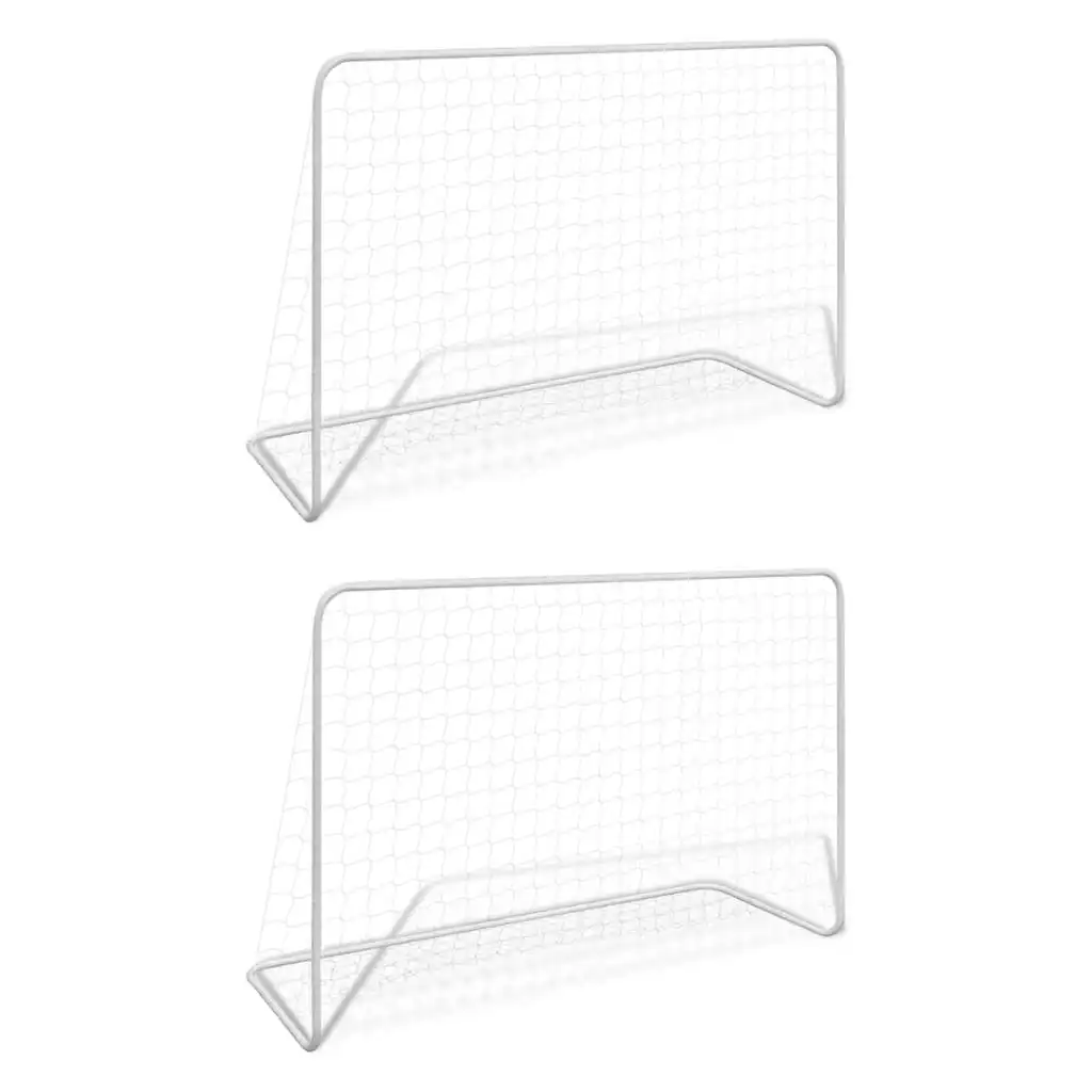 Football Goals 2 pcs with Nets 182x61x122 cm Steel White 276047