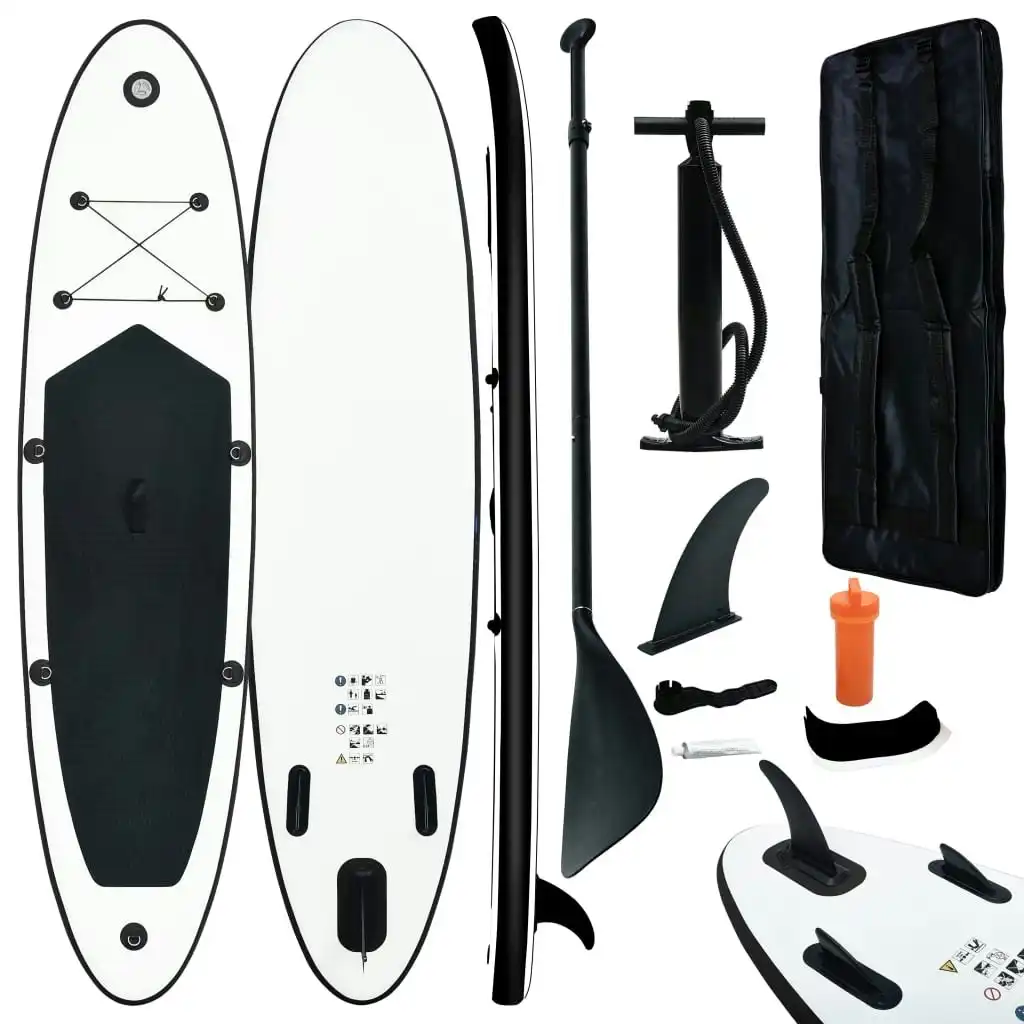 Inflatable Stand Up Paddleboard Set Black and White 92728