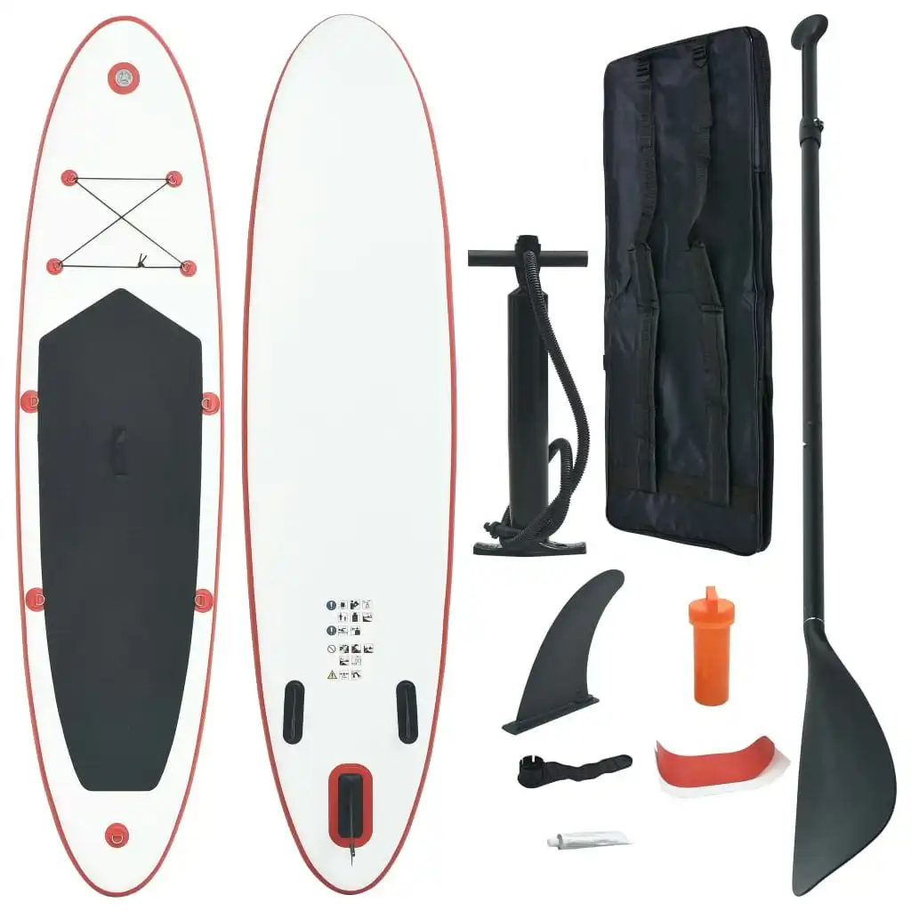 Inflatable Stand Up Paddleboard Set Red and White 91581