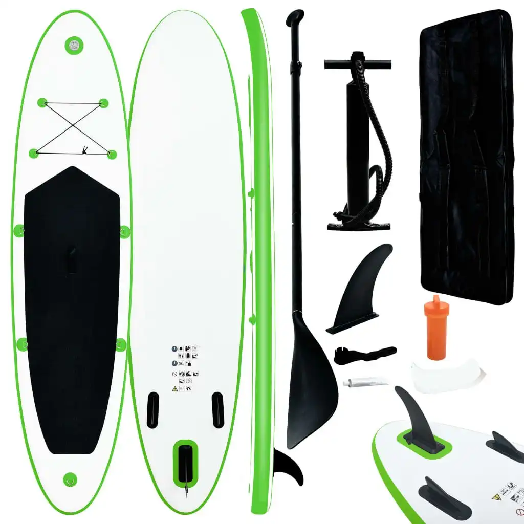 Inflatable Stand Up Paddle Board Set Green and White 92734