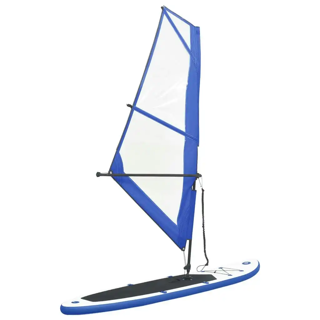 Inflatable Stand Up Paddleboard with Sail Set Blue and White 92210