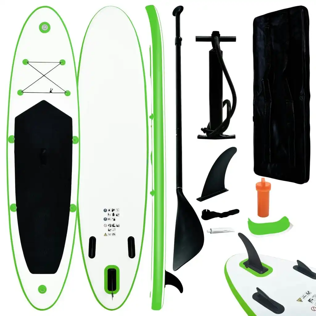 Inflatable Stand Up Paddleboard Set Green and White 92731