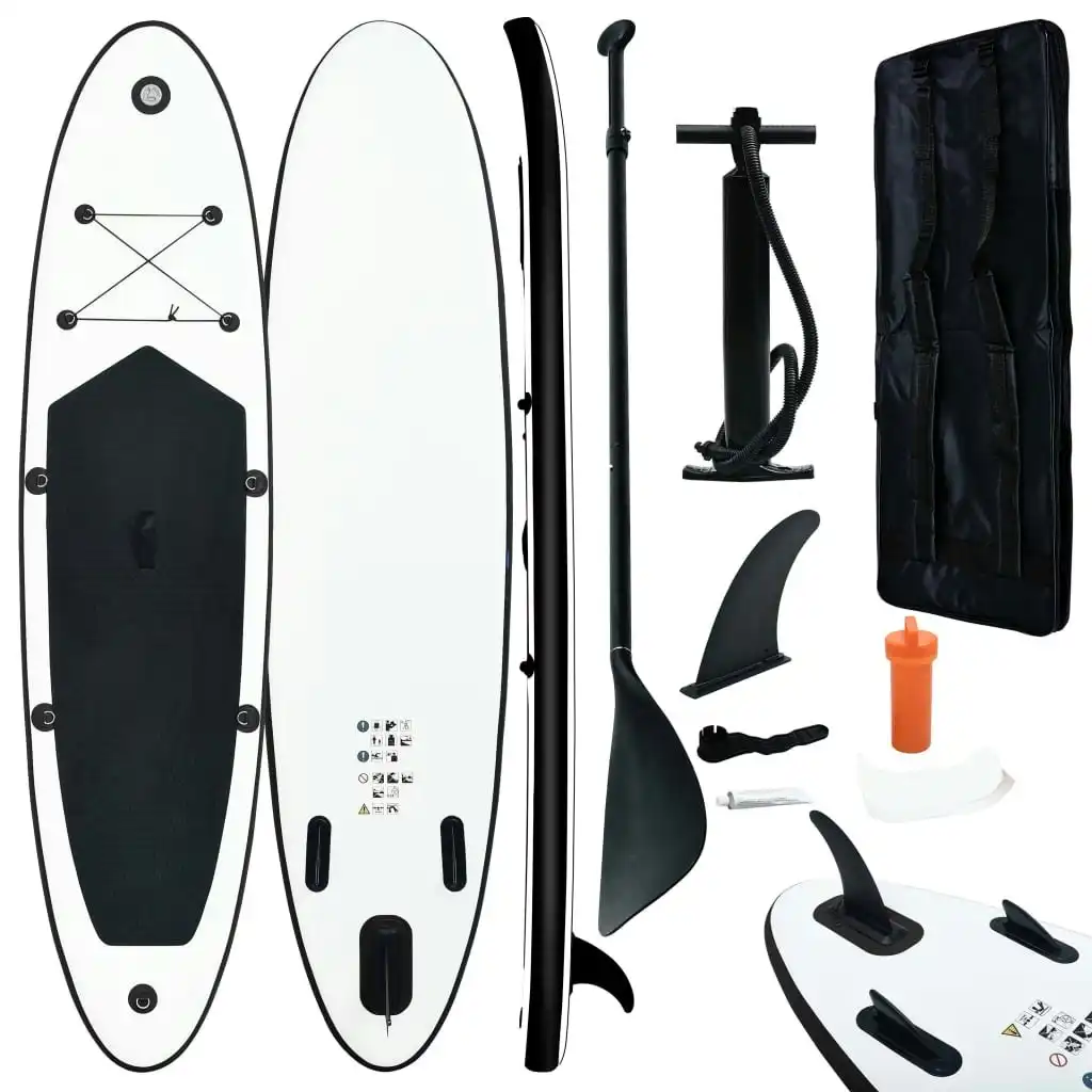 Inflatable Stand Up Paddle Board Set Black and White 92730