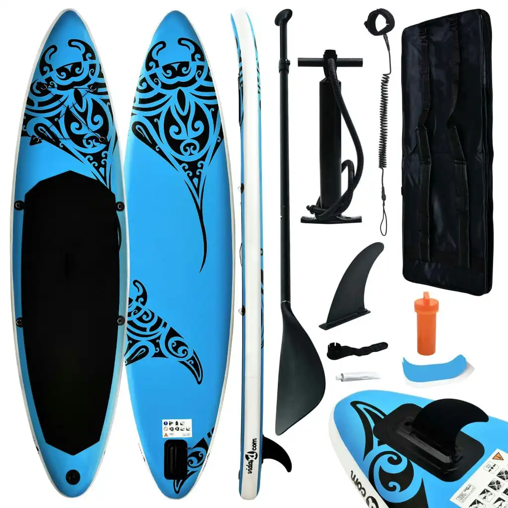 Inflatable Stand Up Paddleboard Set 366x76x15 cm Blue 92739