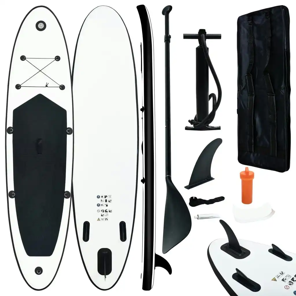 Inflatable Stand up Paddle Board Set Black and White 92729